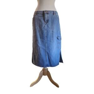 Vintage Y2K Denim Skirt Midi Cargo Fits M 8 / 10